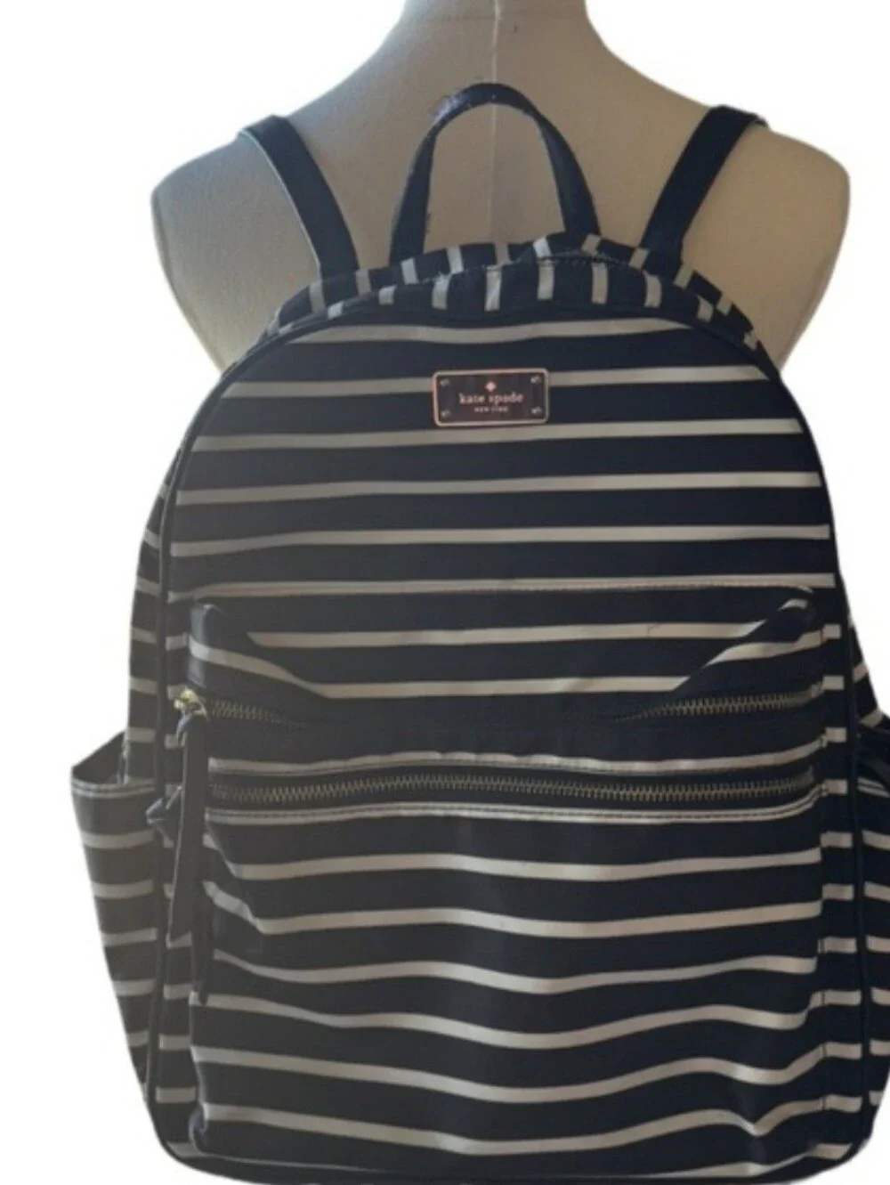 REHAB Kate Spade Black & White Striped Backpack EUC